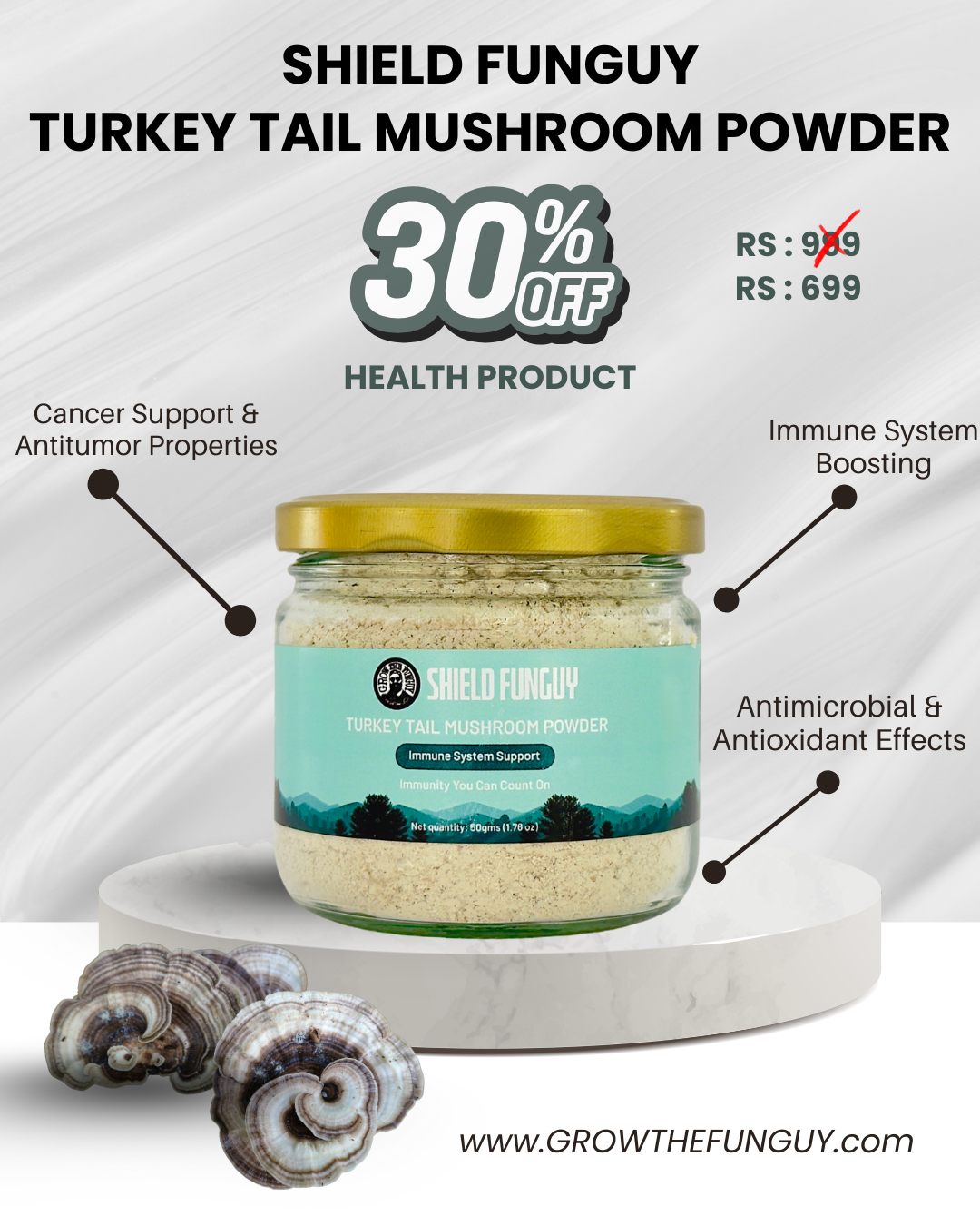 Shield Funguy Turkey Tail Mushroom Powder
